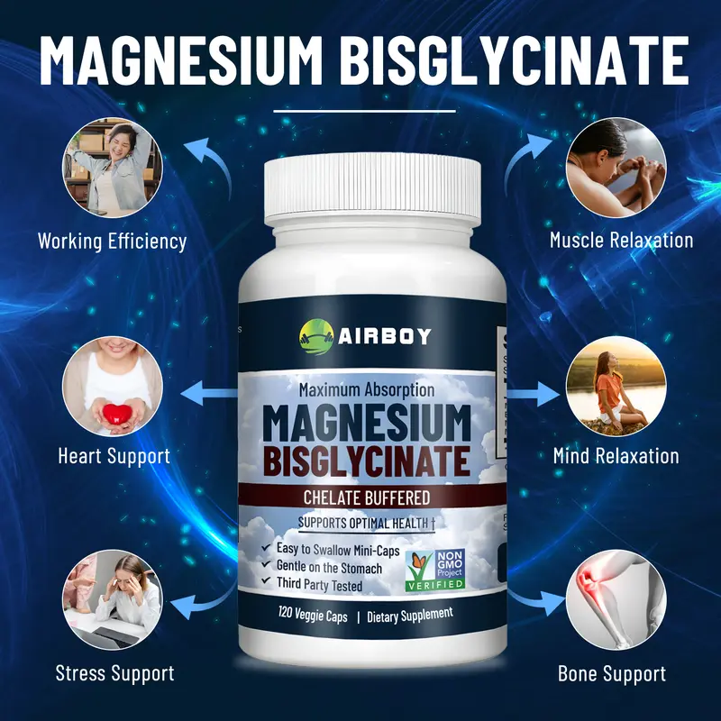 Magnesium Bisglycinate Chelate Buffered - Mudah Ditelan - 400 mg - Sangat Mudah Diserap - Mendukung Kesehatan - Non-GMO - 60, 120 Kapsul/Botol 5