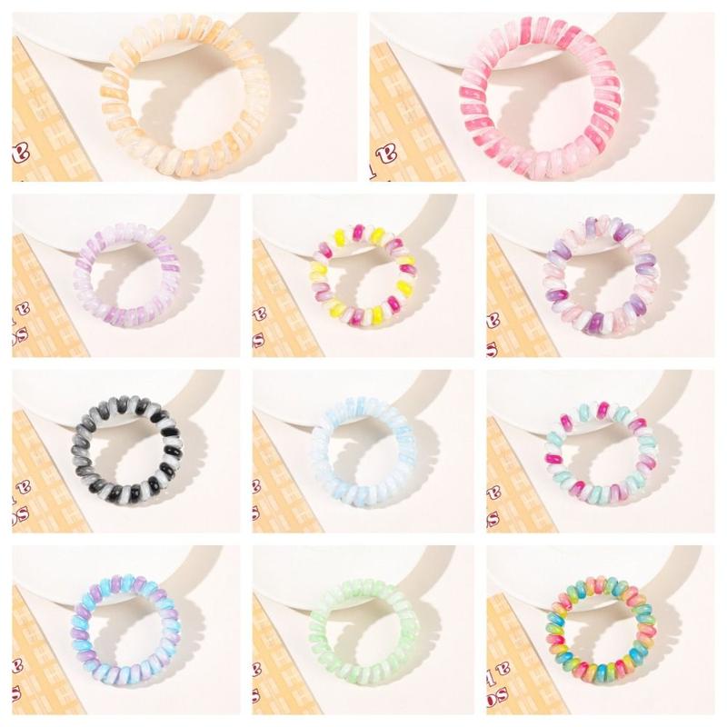 Janpanese Hair Tie Stretch Spiral Cord Hair Ring Headwear Hair Rope Elastic Hair Tie Multicolor Scrunchies Multicolor Telephone Wire Hair Accessories 3