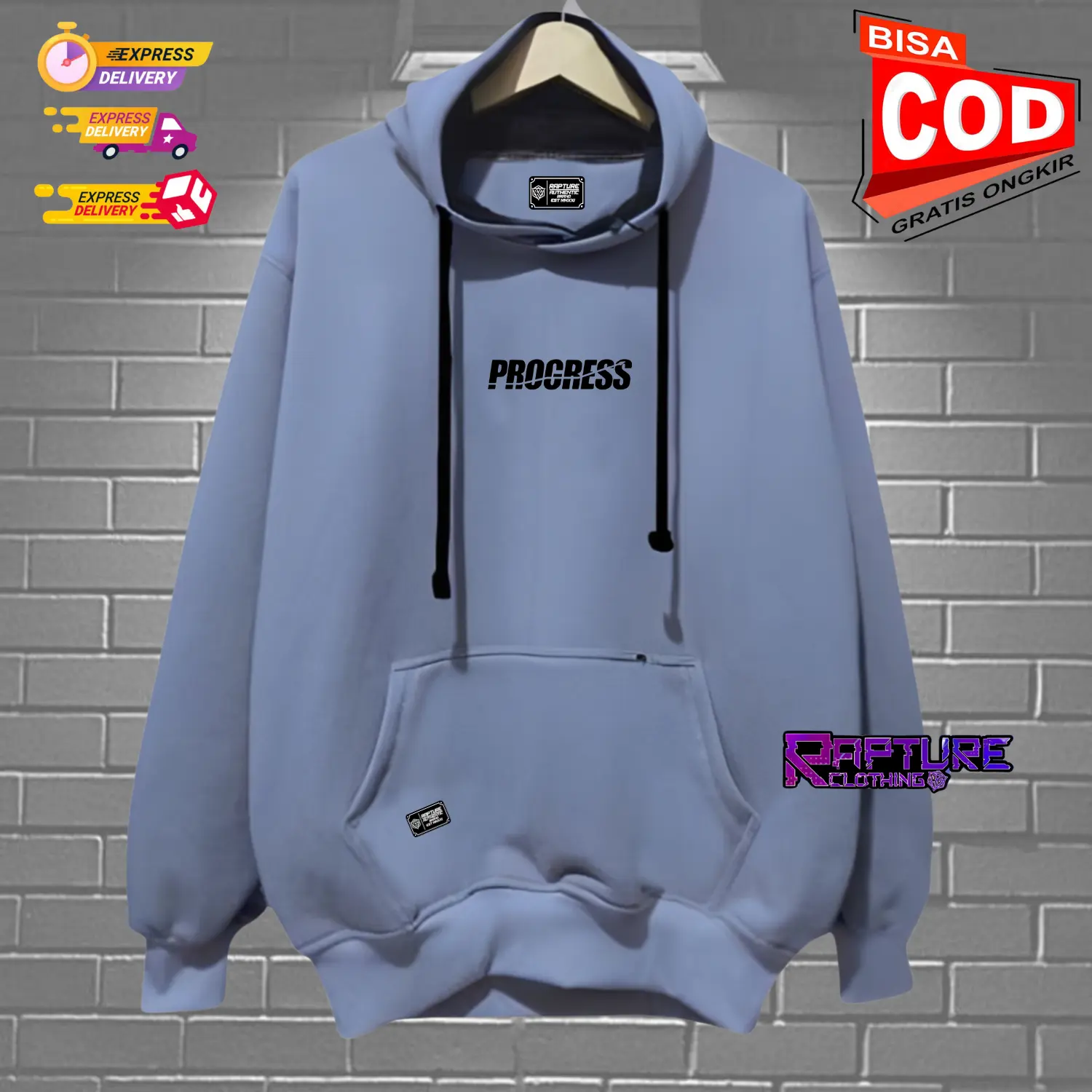 NEW Sweater Hoodie Jumper Warna Abu Paralon List Progress Pria Wanita Original Premium High Quality