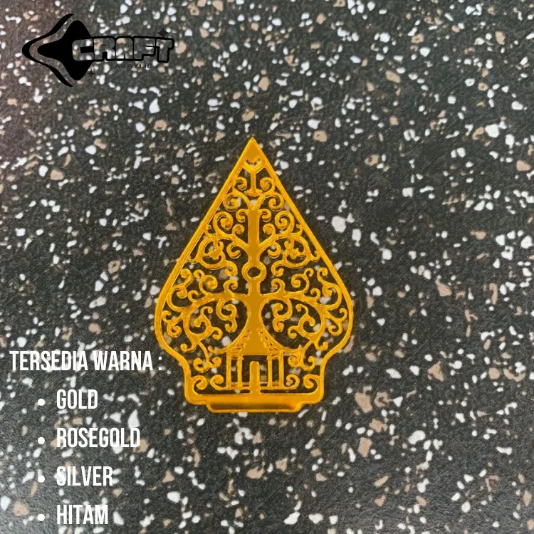 Gunungan Wayang Akrilik Mirror Gold 3