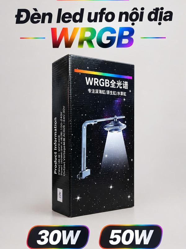 Đèn Rọi UFO Mini 30W/50W - Đèn LED WRGB Hồ Cá, Hồ Thủy Sinh Kèm Chân Kẹp Giá Treo