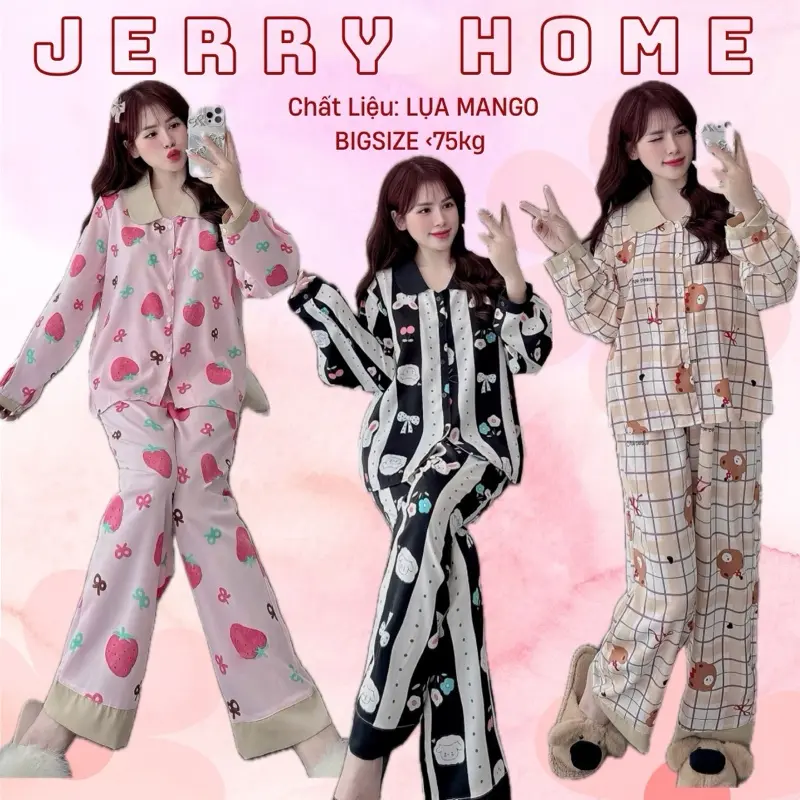 [BIGSIZE] Đồ Ngủ Tay Dài Chất Liệu Mango Jerry Home