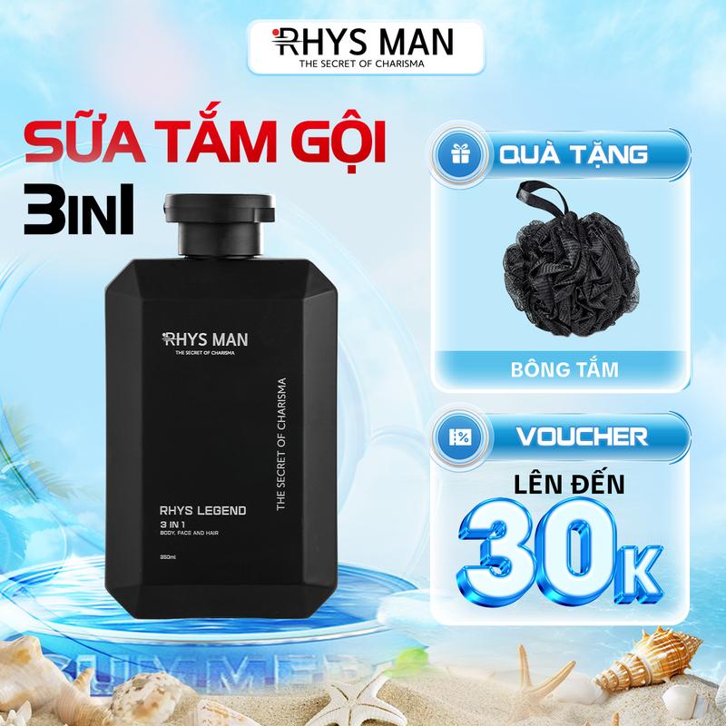 Sữa tắm gội nam RHYS MAN 3in1 Rhys Legend 350ml Dưỡng Thể