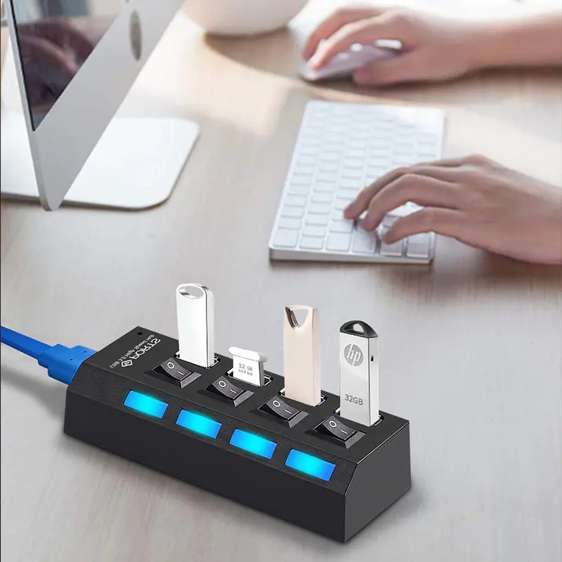 USB Hub 3.0 4-7 PORT + POWER SUPPLY ADAPTOR + TOMBOL ON-OFF RXD UH041 U911 U9103 HB3004 303 MUP256 Y445 103U3 0520 Card Computer 3