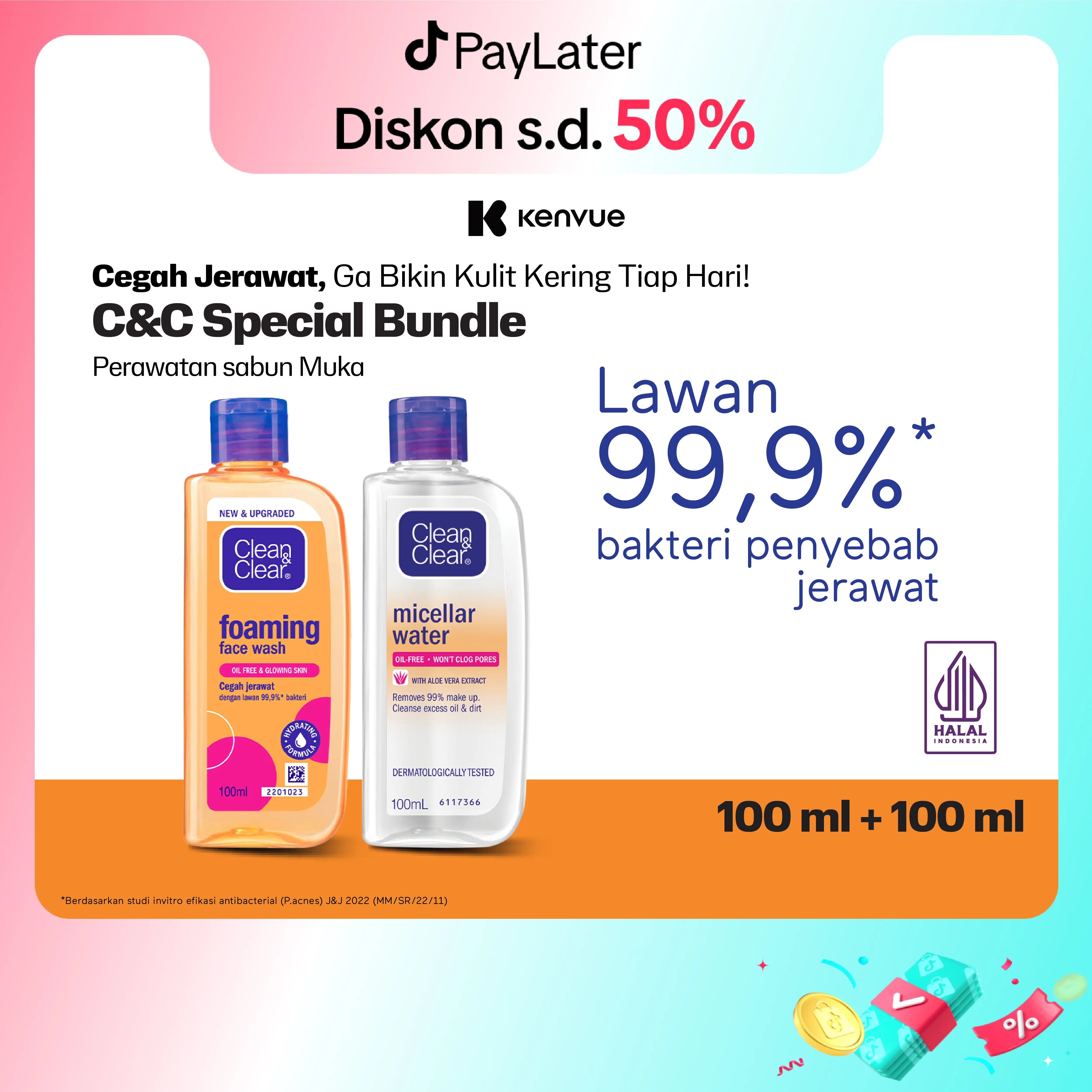 Bundling CLEAN&CLEAR Micellar Water 100 ml + Foaming Face Wash 100ml