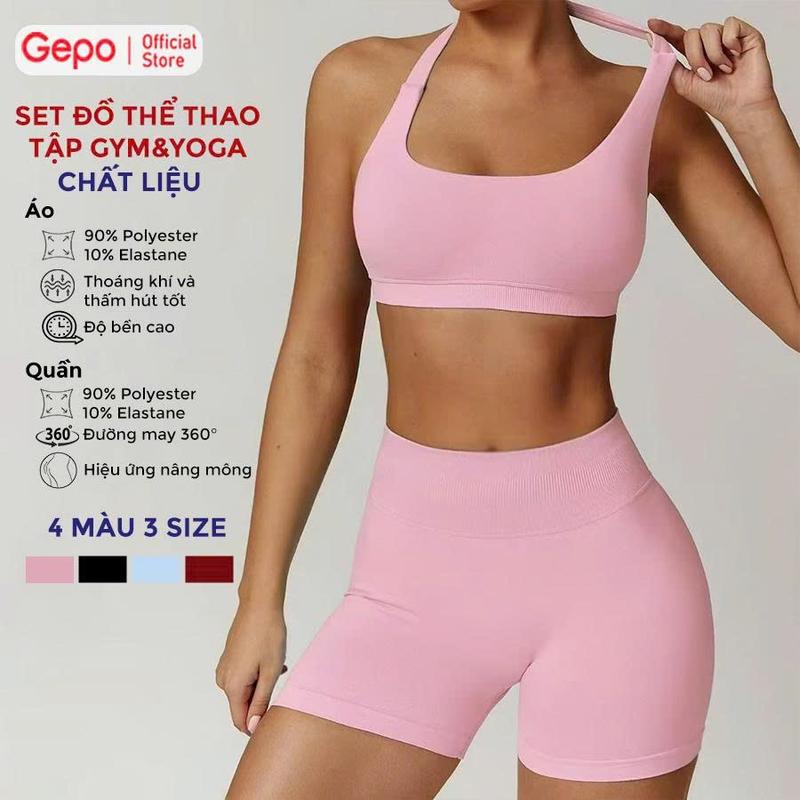  GEPO Bộ đồ tập thể thao Gym Yoga nữ sét đồ tập chất dệt kim cao cấp thoáng khí co giãn 4 chiều fit dáng Gepo GP310 