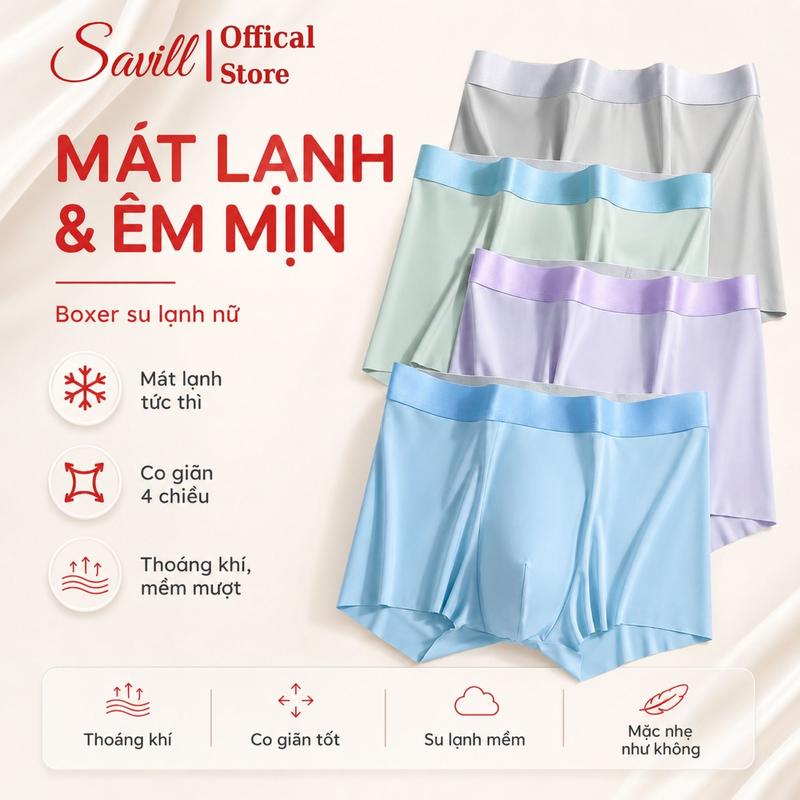 Quần Lót Nam Boxer Su Lạnh Mỏng Nhẹ - Sịp Nam Co Giãn 4 Chiều Đáy Cotton Kháng…