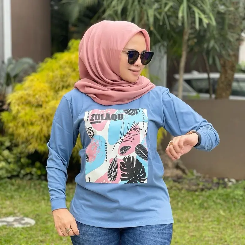 Atasan Wanita Zolaqu/Kaos Panjang Full Size/Atasan Rib Wanita M L XL XXL XXXL/Kaos Combed Tebal/ Baju Motif Variasi 2