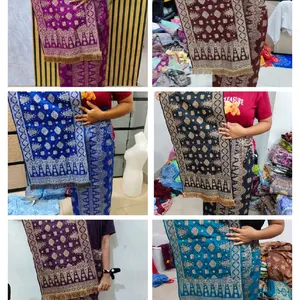 songket bordir bahan katun Stretch ngaret