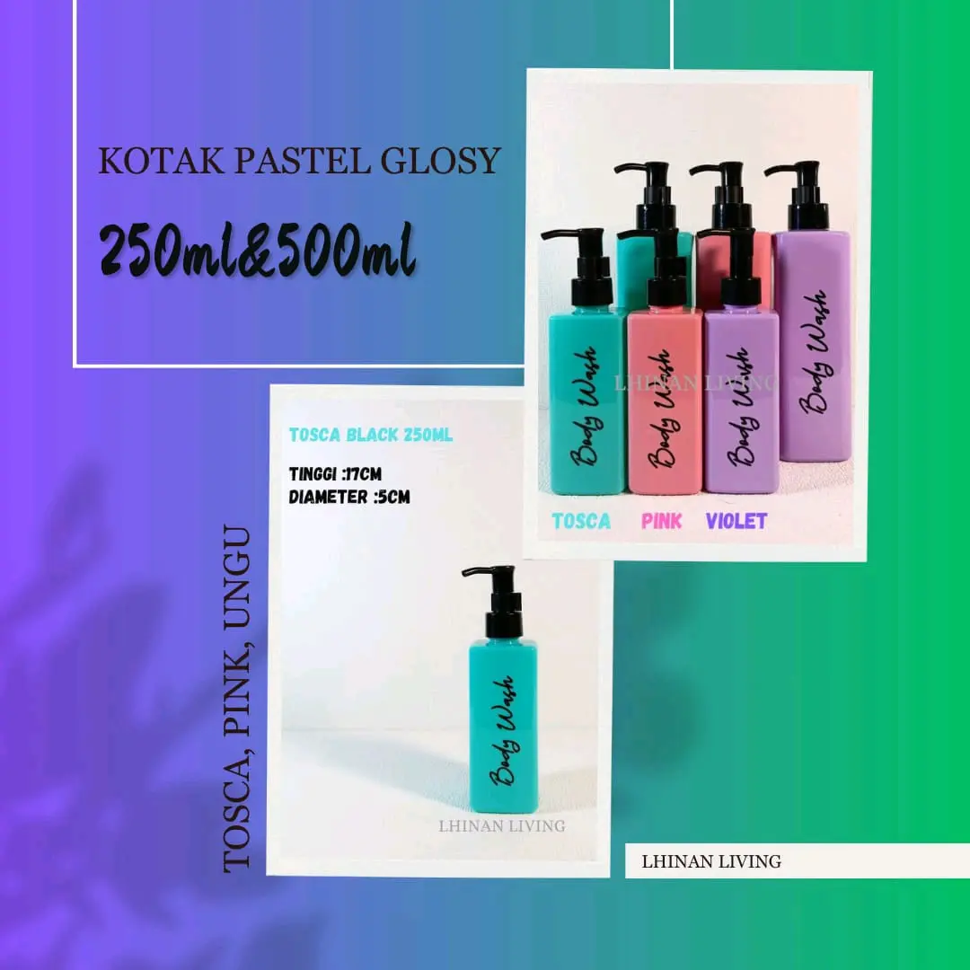 Botol Sabun Cair Kotak Aesthetic Pump Hitam Plastik