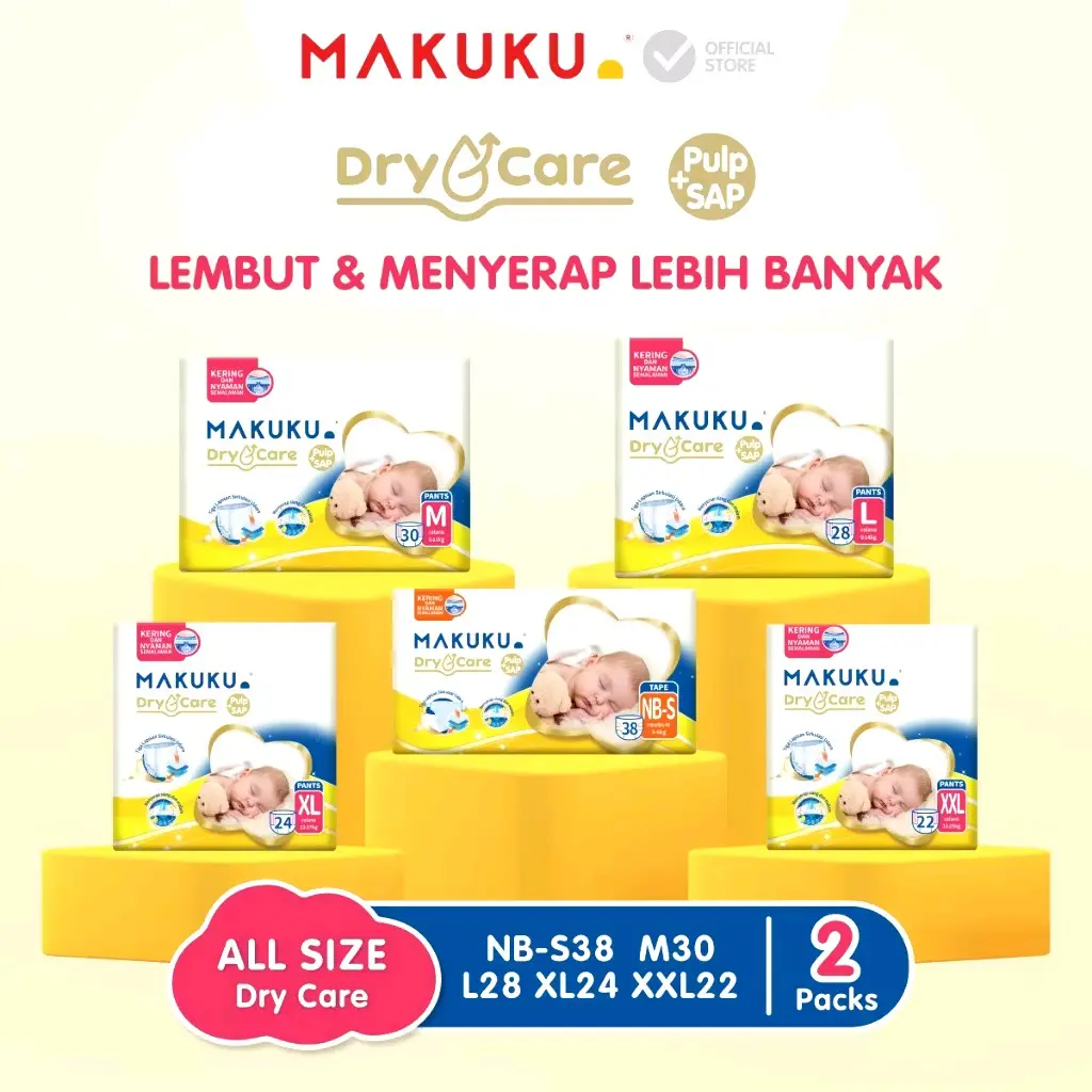 Makuku Diapers Dry Care Popok Bayi NB/S/M/L/XL/XXL 2pack