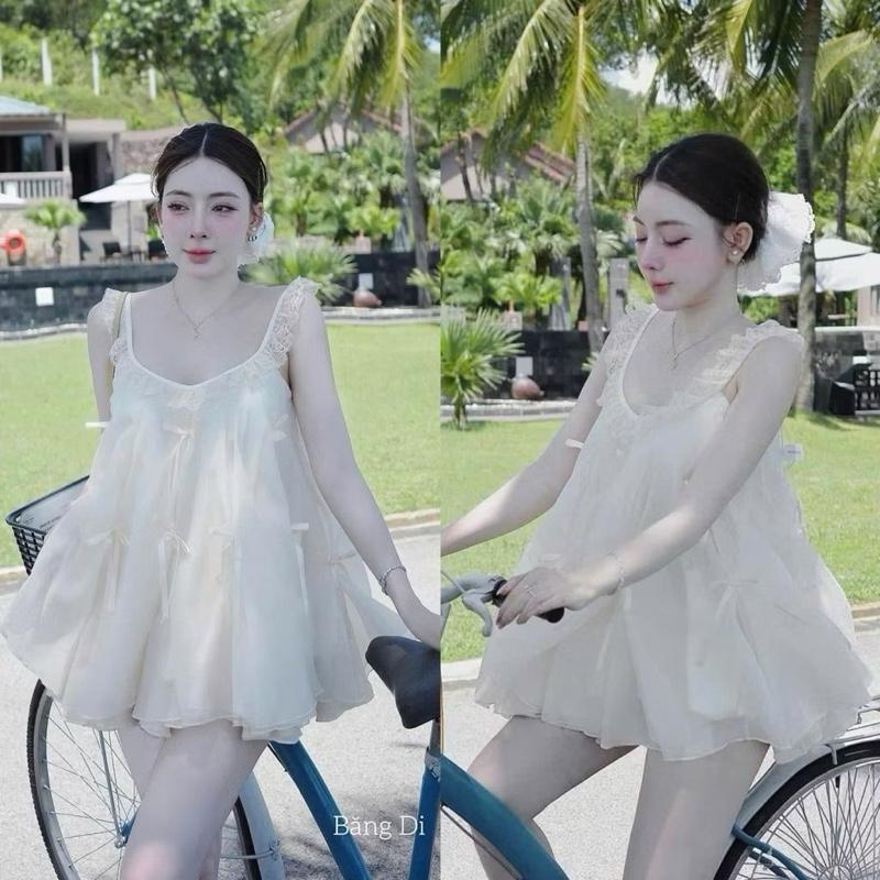    Có quần bảo hộ   Váy babydoll voan tơ nữ tính dễ thương thiết kế dáng xòe điệu đà che khuyết điểm tốt dành cho nàng 