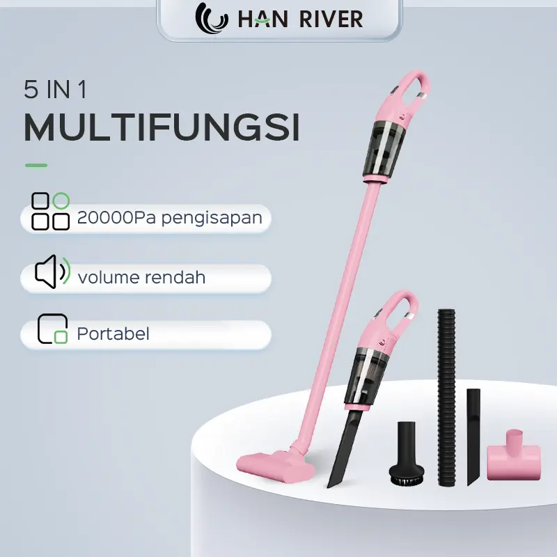 【EXCLUSIVE  fahaddom】[COD] Penyedot Debu SUNGAI HAN 5 Inci Penyedot Debu Mini Portabel Tanpa Kabel Garansi Resmi 365 Hari Peralatan Vakum Merah Muda