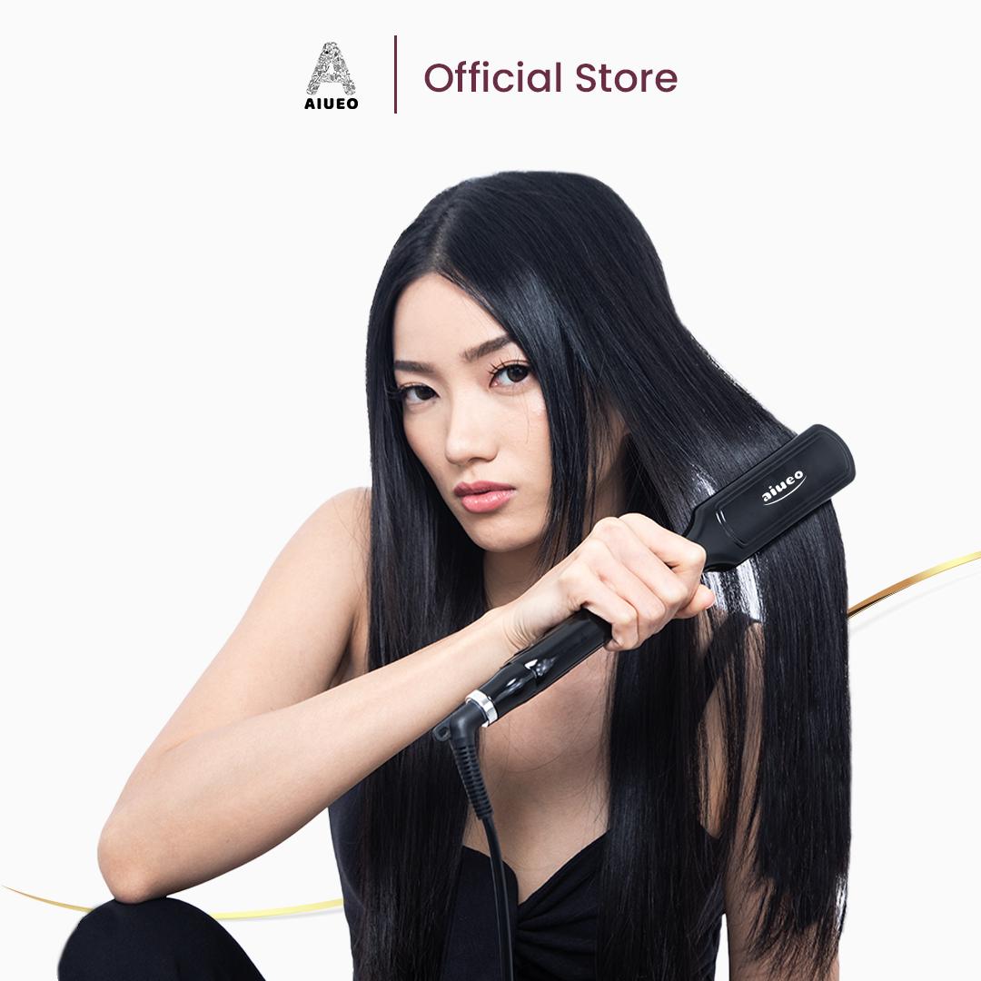 Catokan AIUEO 823 • Catok Smoothing Rambut Curly Recommended Hair Straightener Blow Keriting Warna Hitam Straightener Sisir Kriting Meluruskan [SN]