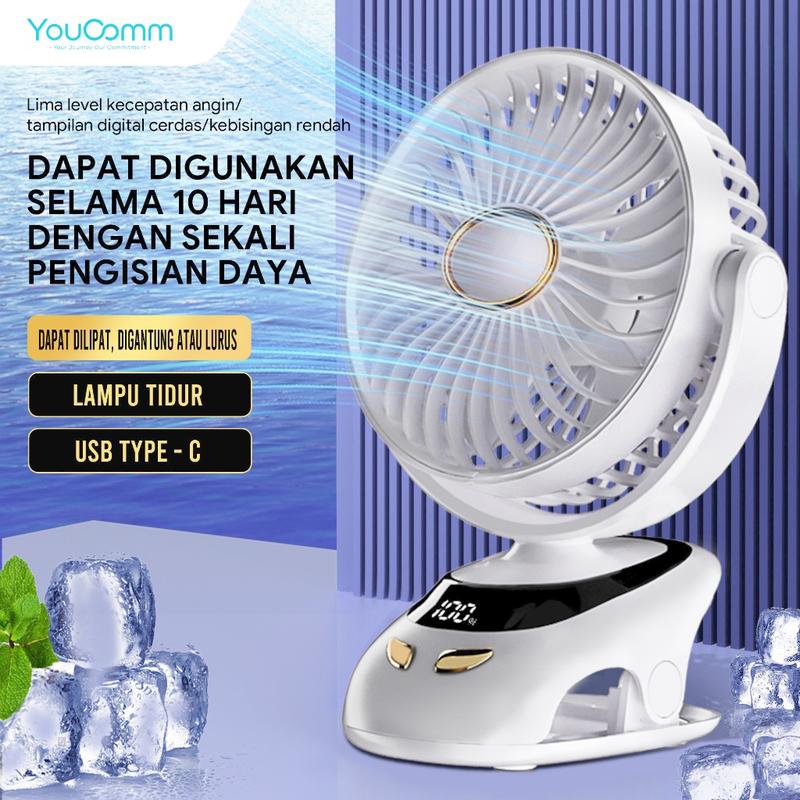 Youcomm 15000 mAh Kipas Angin USB Clip Mini Fan Rotating Kipas Angin Meja Mini Jepit Portable LED Display Portable Fan Aromaterapi Kipas Angin N33 0