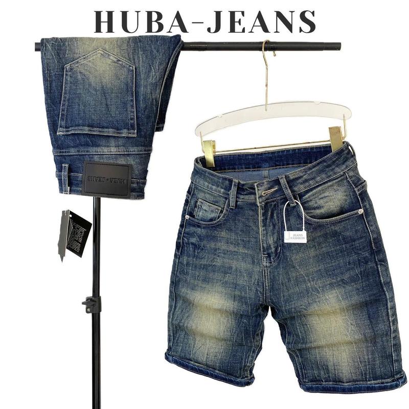  HUBA-JEANS   có Bigsize  Quần jean nam sort PHOM ÔM ỐNG CÔN đen wash rách thời trang Menswear Pants Denim quầntàntật quần purple quần biker quần icon thông thường  có thể giặt máy 