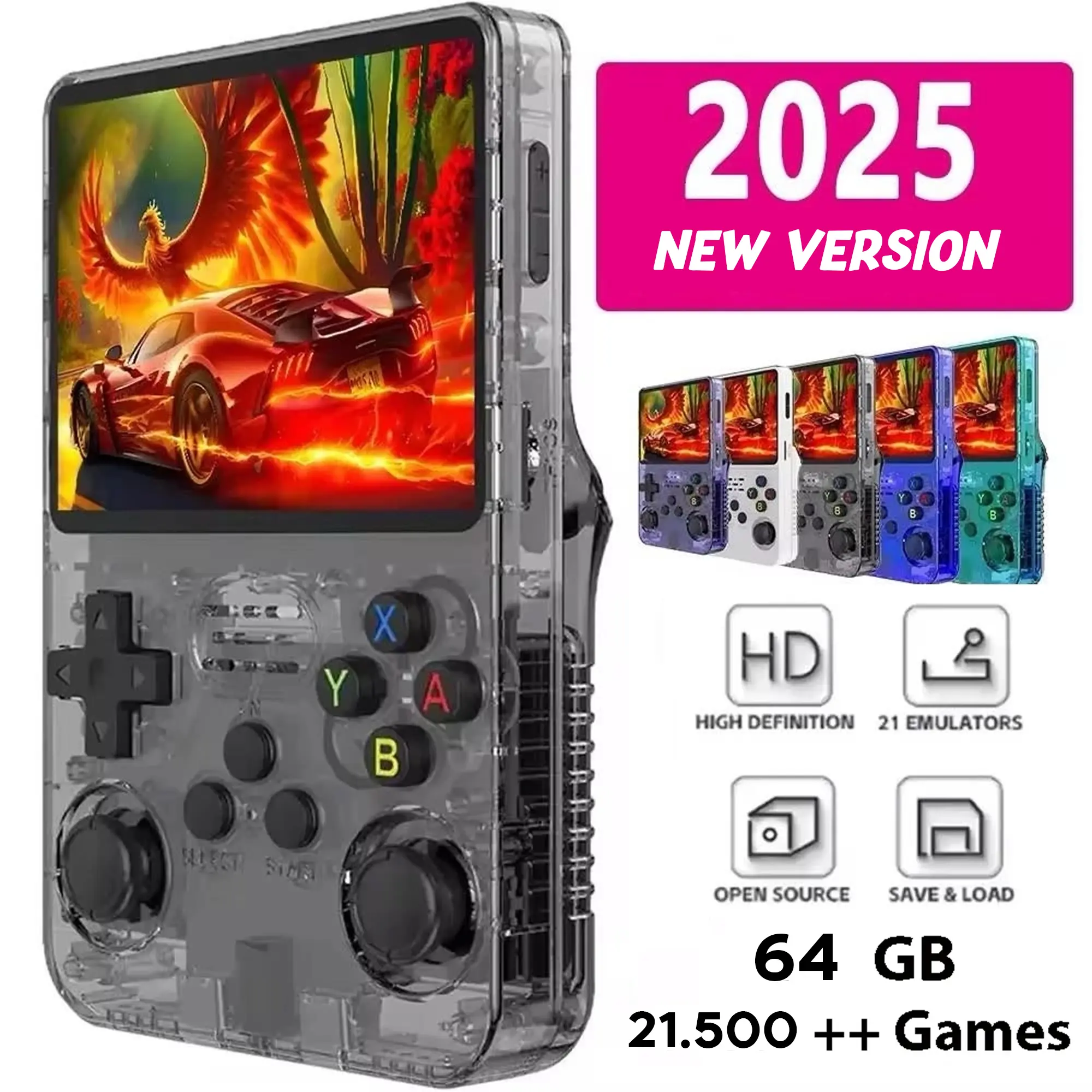 (BISA COD) Retro handheld R36S multi console | Game Retro R36S 128GB PSP PS1 SNES NES NDS dll BLACK