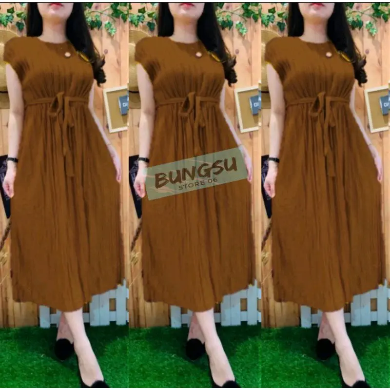 DRESS DASTER GAMIS MIDI PILSKET PENDEK TALI RESLETING DEPAN BUSUI LENGAN PENDEK MURAH BERKUALITAS MEWAH KAIN ADEM 0