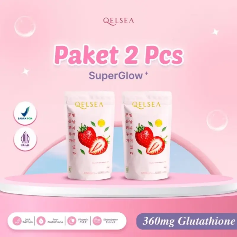 2 PCS Super Glow Collagen Drink Qelsea Qbast Stoberi 360 Glutathion Mencerahkan Kulit suplemen 0
