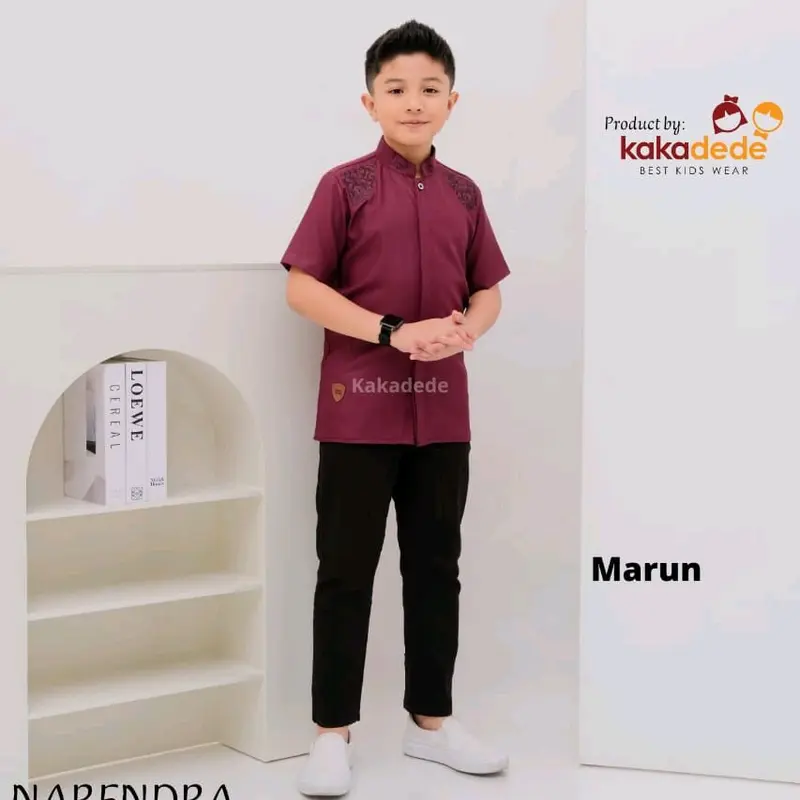 koko anak - koko narendra - koko kakadede - koko burgundy - baju muslim anak laki-laki - koko bordir Setelan 2