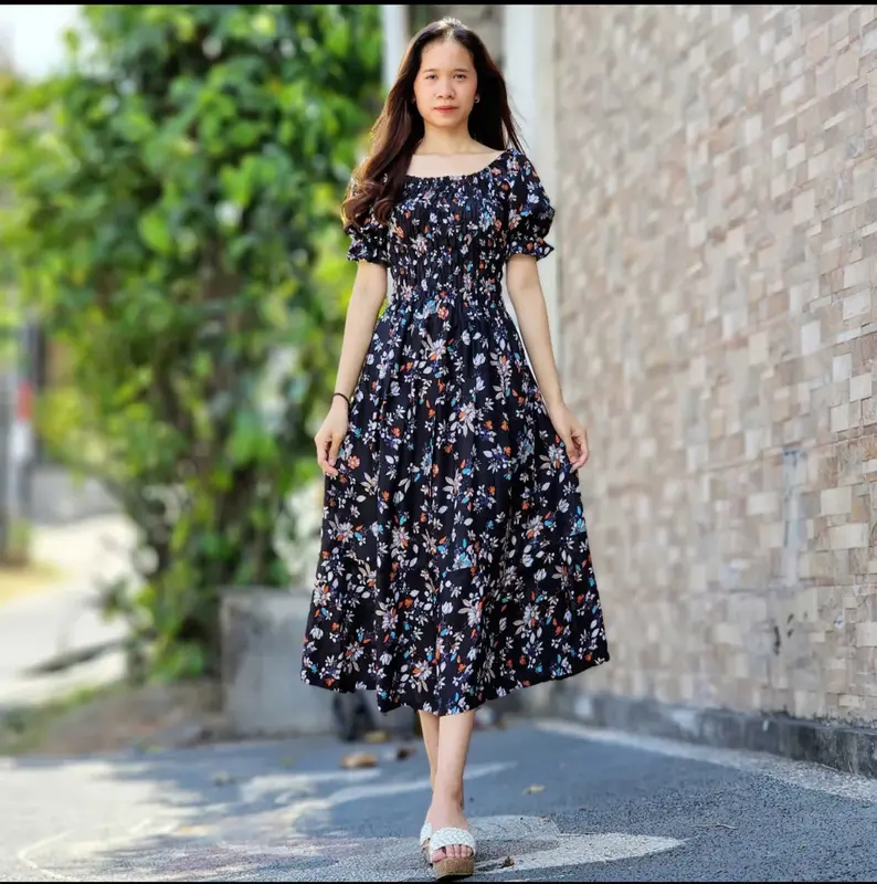 BEFA - Long Dress Canda Double Ruffle Terlaris Casual Panjang 6