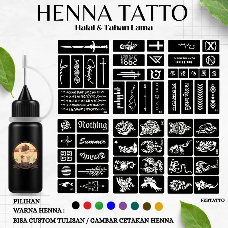 Henna Tato Halal Tahan Lama Bisa Custom Hena Kit 10ml HEN 204 - E25 7