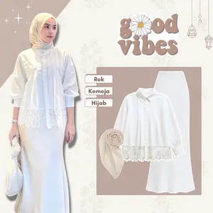 Setelan Hijab Wanita (Jemma Blouse + Rok Duyung + Bella Square) One Set Kondangan Baju Lebaran Remaja - LT246