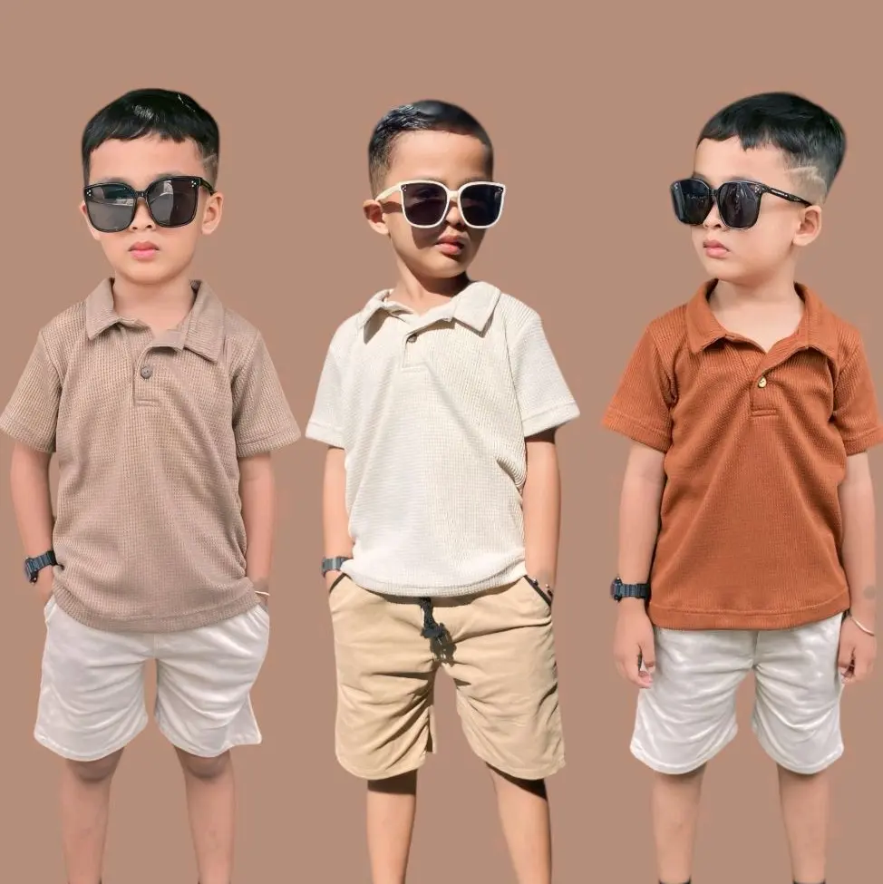 Polo Shirt Anak Laki-Laki Helloabizard KALEE Wangki Polos Usia 1-10 Tahun Bahan Waffle Premium