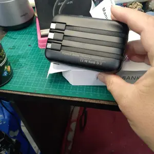 Powerbank 20000 mAh Mini With 4 USB Cable Lighrweight Universal Powerbank LED Display Baterai Pengisi Charger