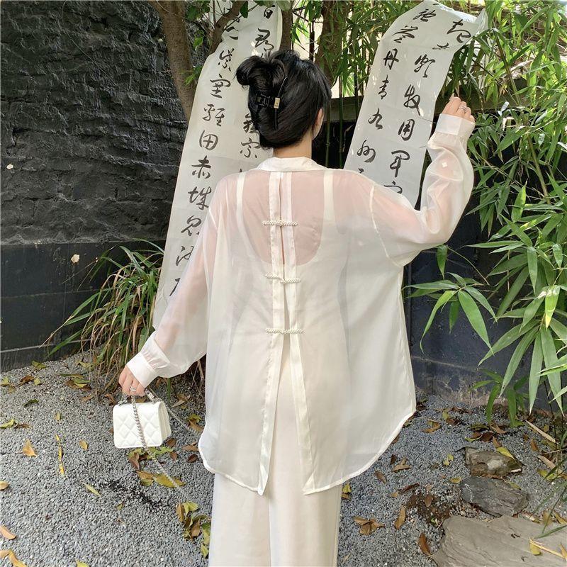 Product Introduction of Áo Khoác Sơ Mi Chống Nắng Phong Cách Trung Quốc Mới, Dành Cho Nữ, Mỏng Và Dài Tay, Áo Cardigan, Áo Mặc Bên Ngoài Mới Cho Mùa Hè, Áo Voan, 2023 Top Women Shirt 11