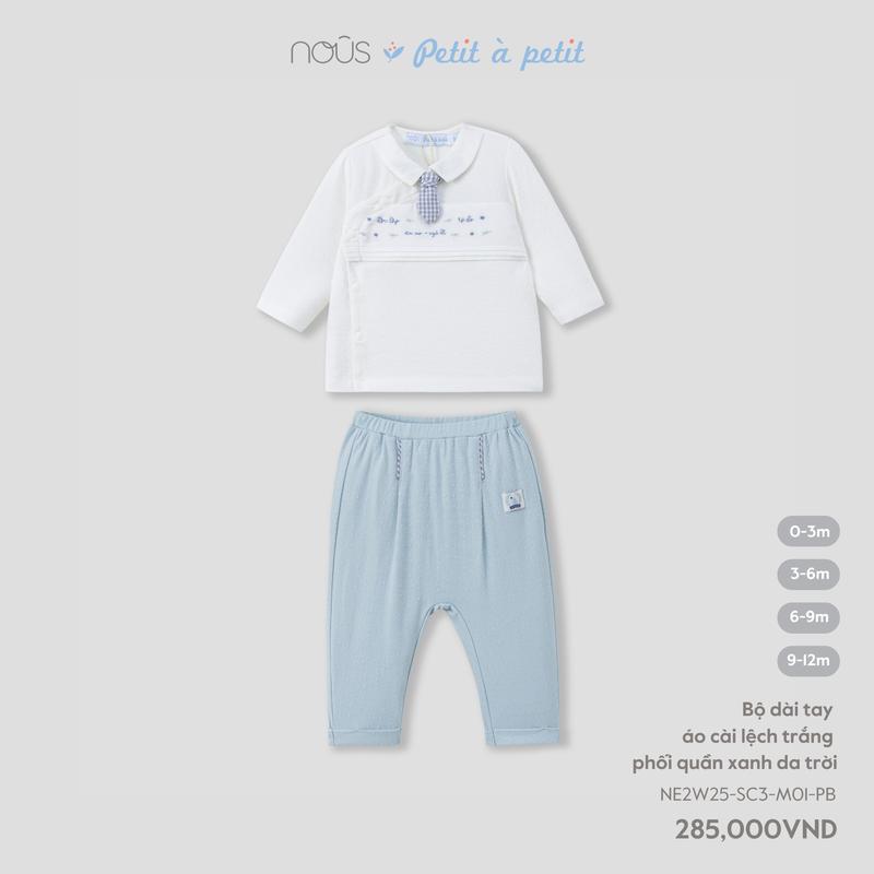 [KOL Nous Baby] M06 Bộ quần áo dài tay cài lệch cho bé trai, bé gái đến 1 tuổi (từ 3-10kg) BST T8