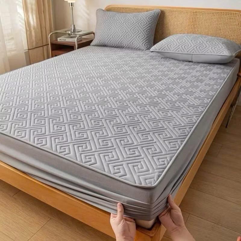 Bộ 3 món ga phi lụa trần bông cao cấp, ga chun bọc nệm 5-15cm