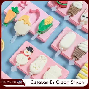 Cetakan Es Krim Silikon Karakter Bentuk Lucu Popsicle Cetakan Silicon Ice Cream Kue Jelly Mold Cokelat