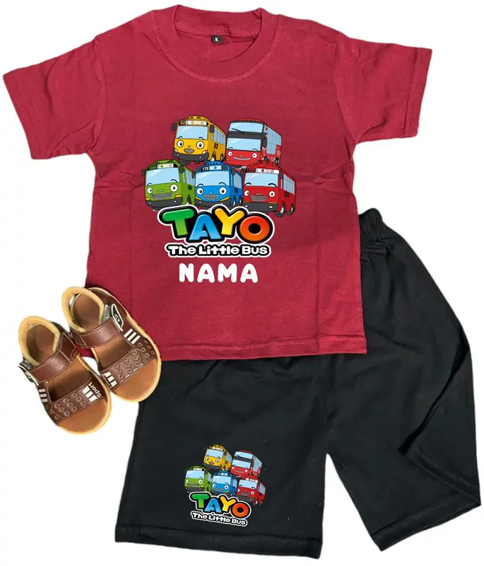 BAJU KAOS ANAK STELAN BUS TAYO FREE NAMA 3-10 TAHUN 3