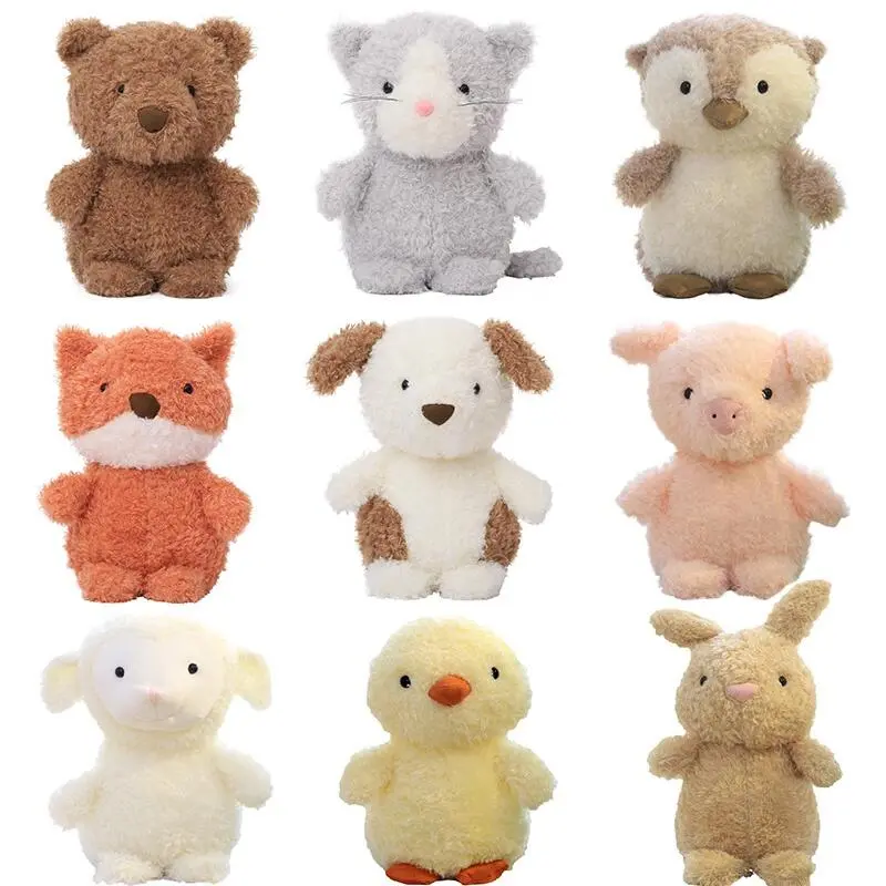 Cute Furry Fox Owl Pig Lamb Plush Cuddly Toy Stuffed Cartoon Animals Yellow Chick Duck Bunny Baby Plushies Dolls