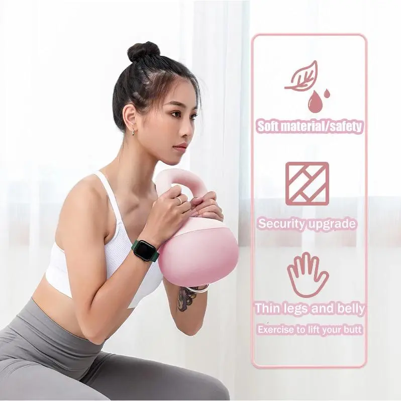 {MR-LINQM}Peralatan Kebugaran Canggih, Kettlebell Latihan Kekuatan, Kettlebell Lembut Wanita Pria Angkat Berat SportsGrip Otot 8