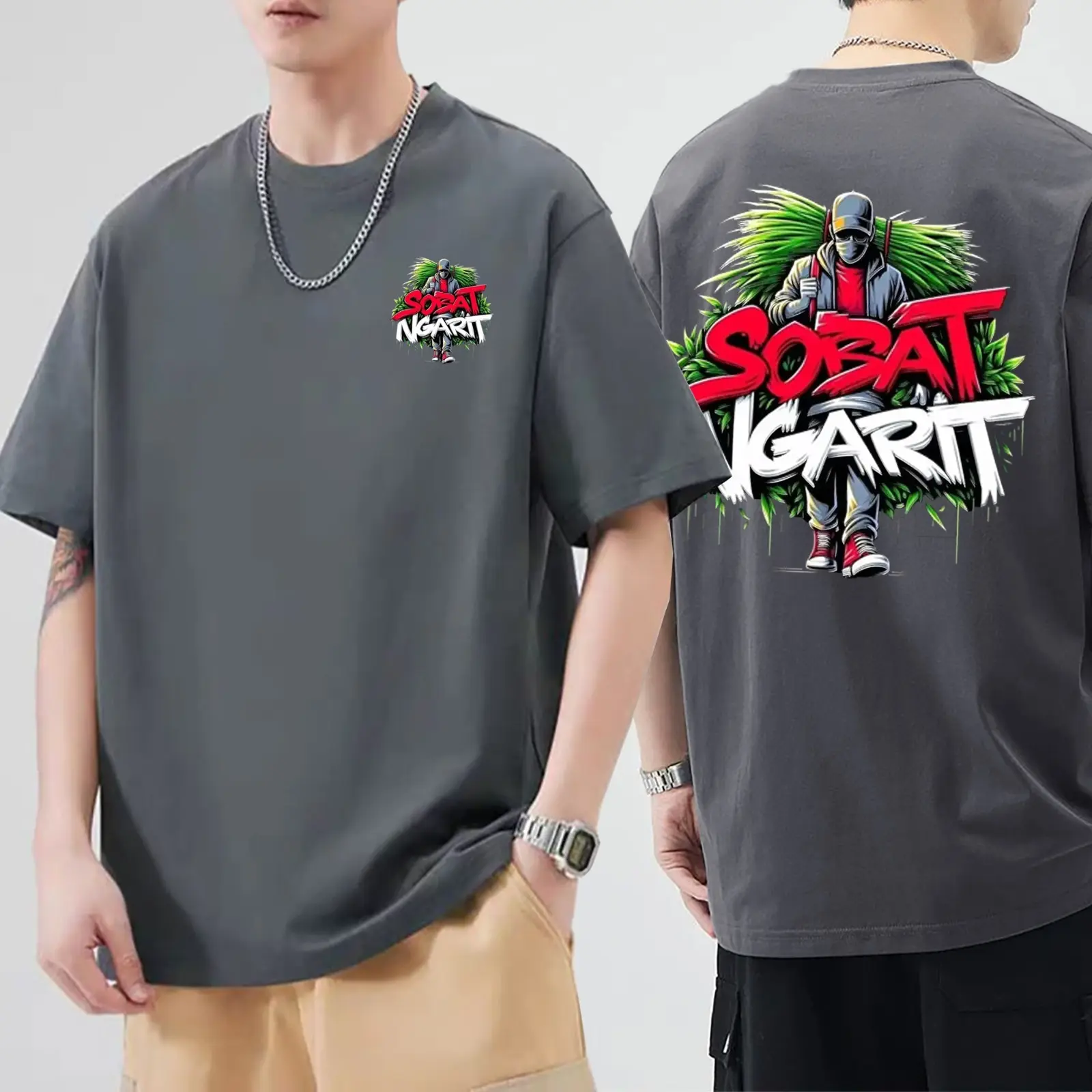 Baju Kaos Overisze Pria Wanita Unisex T-shirt Pakaian Pria Size M|L,XL,XXL,XXXL Baju Distro Outfit Cowok Unisex Terlaris Oversize Sobat Ngarit - SEFO.ID Oblong
