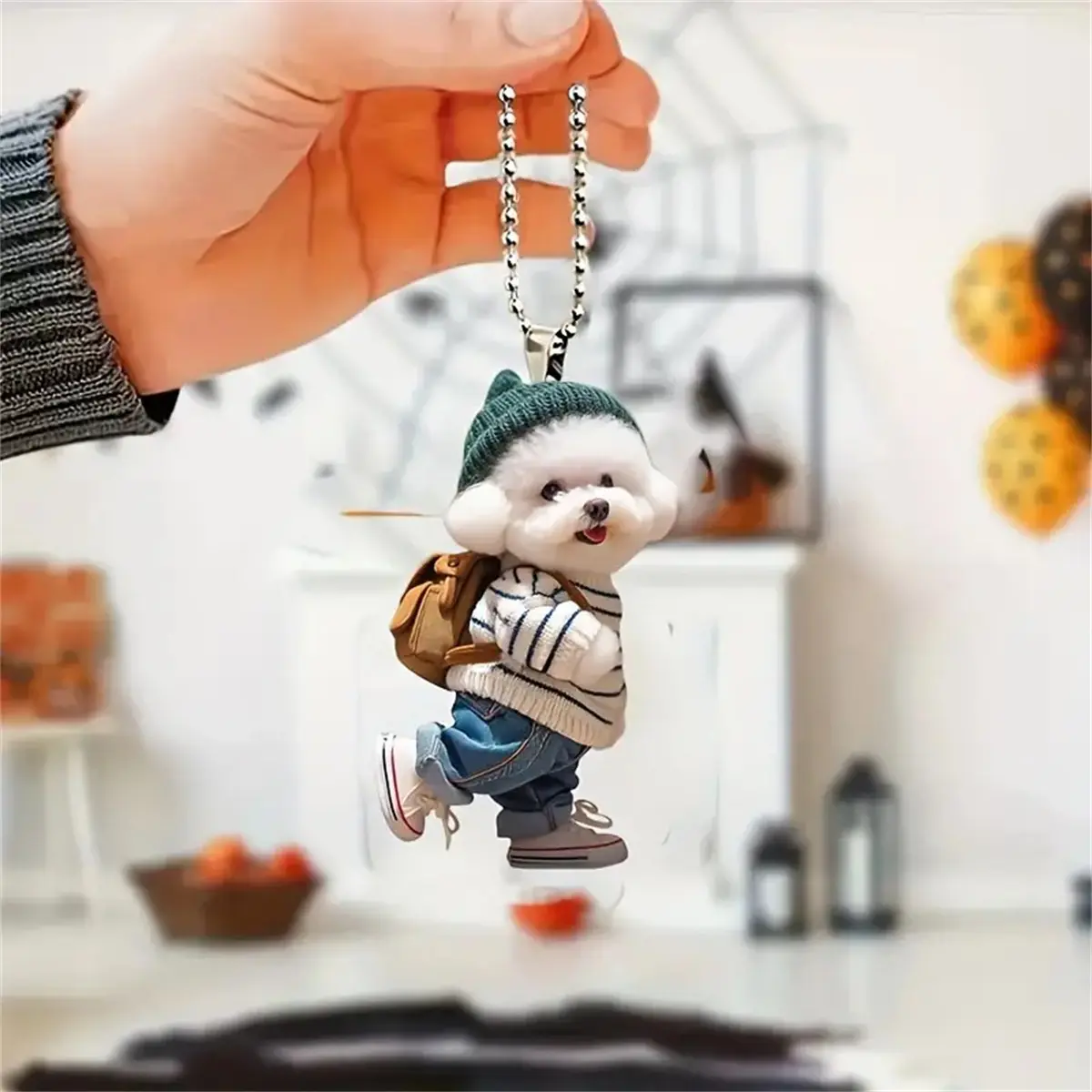 New 2D creative puppy backpack pendant Acrylic car pendant Cute teddy dog key accessories acrylics