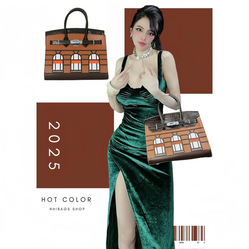 Không Hộp Túi xách nữ sang trọng ô cửa size 30cm ,da PU KHÔNG LOGO DC06