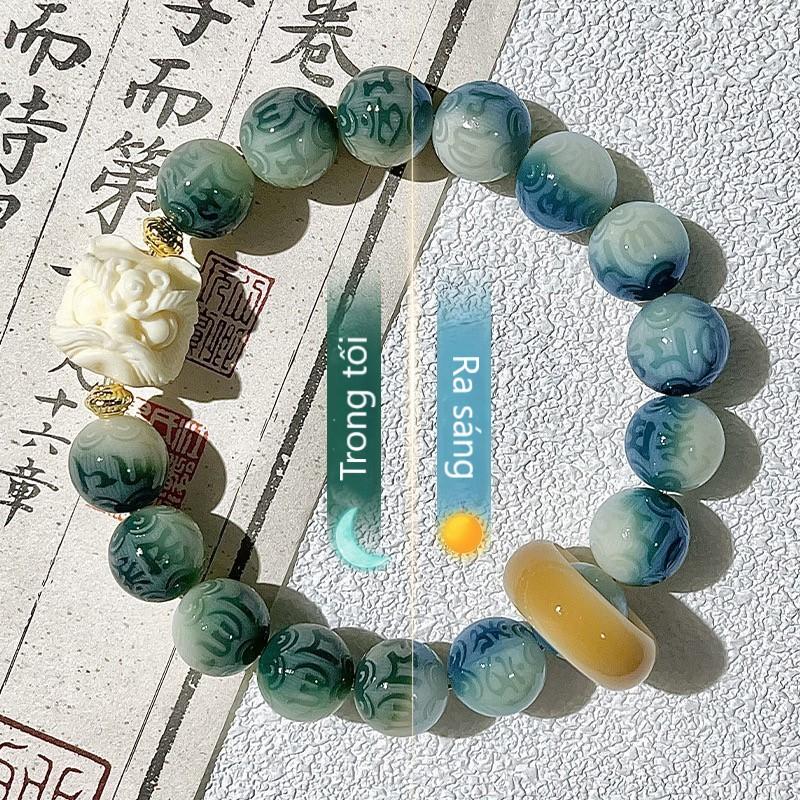 B56 Lục Tự Đại Minh Chú Đầu Lân 12mm - Vòng Tay Hạt Bồ Đề tự nhiên chạm khắc Lục Tự Đại Minh Chú bảo bình an