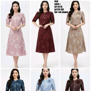 setelan rok bahan jacquard premium