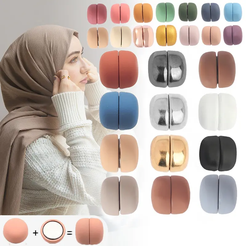 25warna sabuk magnetik Muslim Amankan kepala Penjepit magnet tanpa bekas pin Jilbab Peniti Kerudung
