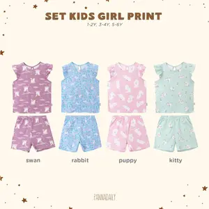 SET KIDS GIRL PRINT / SET KIDS PRINT Panna Daily / Set Kids Print  Boy / Set Kids Girl Print PANNADAILY / Setelan Pendek Anak Katun / Pakaian Fashion Anak Katun