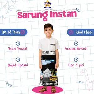 Timble Kids Sarung Instan Anak 2-10 Tahun Motif Vehicle Series Muslim Premium Free Peci