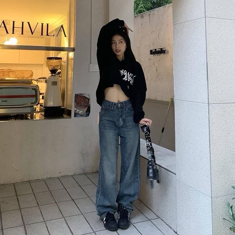 ￼COD amode Abu abu Retro High Waist New Celana Jeans Panjang Wanita 7