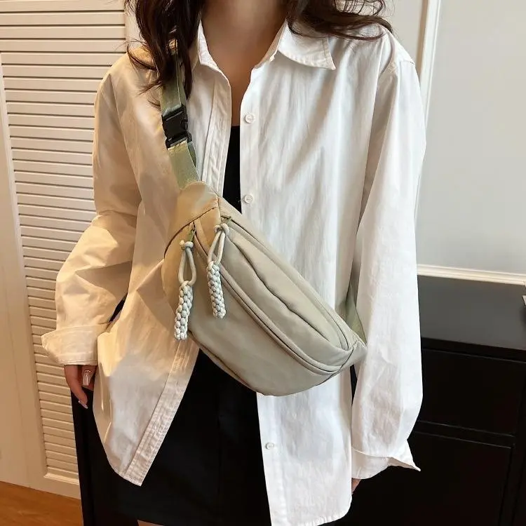 Mobile waist bag, simple trendy brand men's chest bag, lightweight single shoulder small backpack, women's casual sports crossbody bag