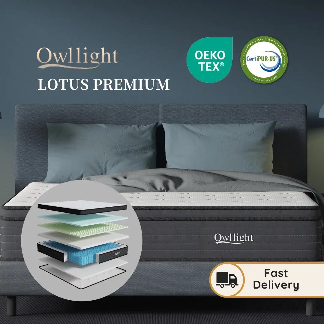 OWLLIGHT Lotus 25CM King Hybrid Mattress Pocket Spring Ice Cool Memory Foam Cushion Cooling-gel Bed