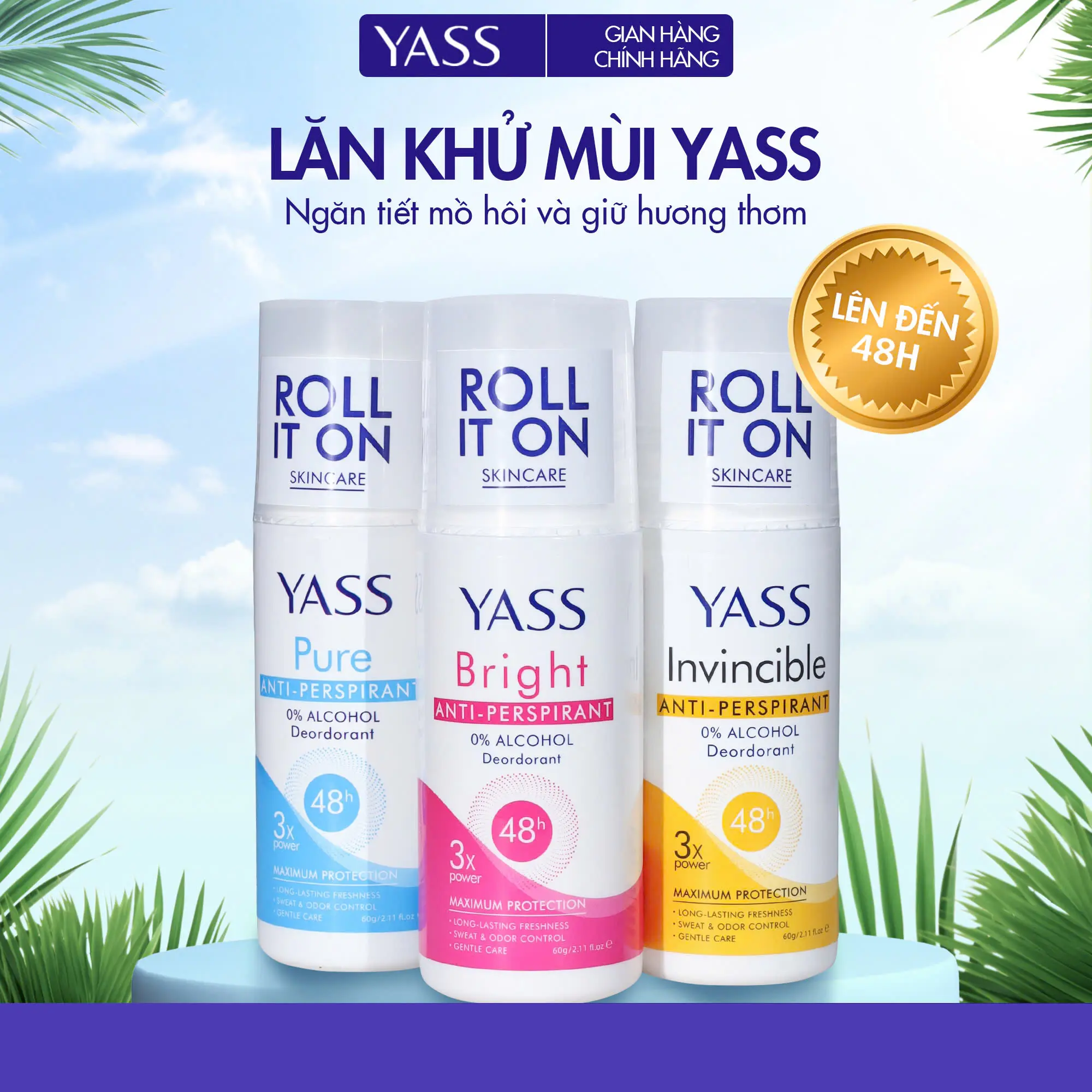 Nước hoa khử mùi YASS giúp bạn luôn tươi mát và thơm suốt đến 48 giờ, mang lại sự tự tin tỏa sáng cả ngày mà không lo về mùi cơ thể