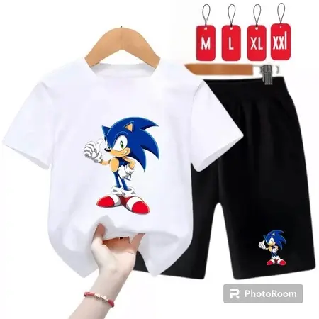 Setelan Anak2 motif sonic 2-10 thn / Stelan kaos Anak-Anak / Baju Anak Celana Pendek 7