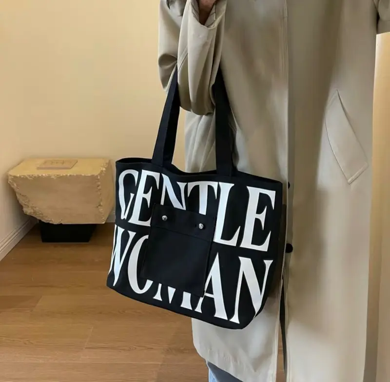 Product Introduction of UNIQUE TRENDS Korean New Fashion Canvas Shoulder Bag Tote Bag Hand Bag For Women #3586 work to te 4